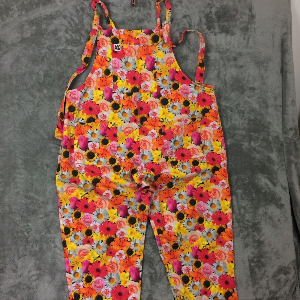 Lucy and Yak Overalls Womens 16 Dungarees Multicolor Flower Power Outdoors